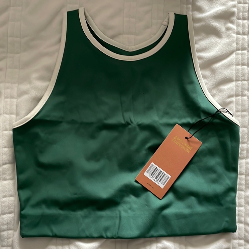 Racer back green sports bra